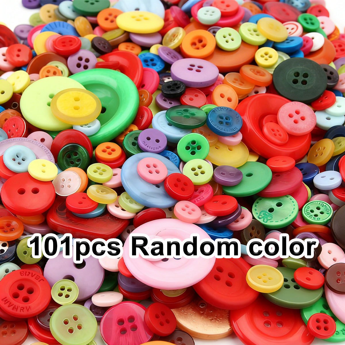 TEMU 101pcs Random Style Mixed Color Plastic Buttons - 0.7-2.5cm Assorted Sizes Round Buttons, Sewing Craft Supplies For Knitting, Clothing Repair,