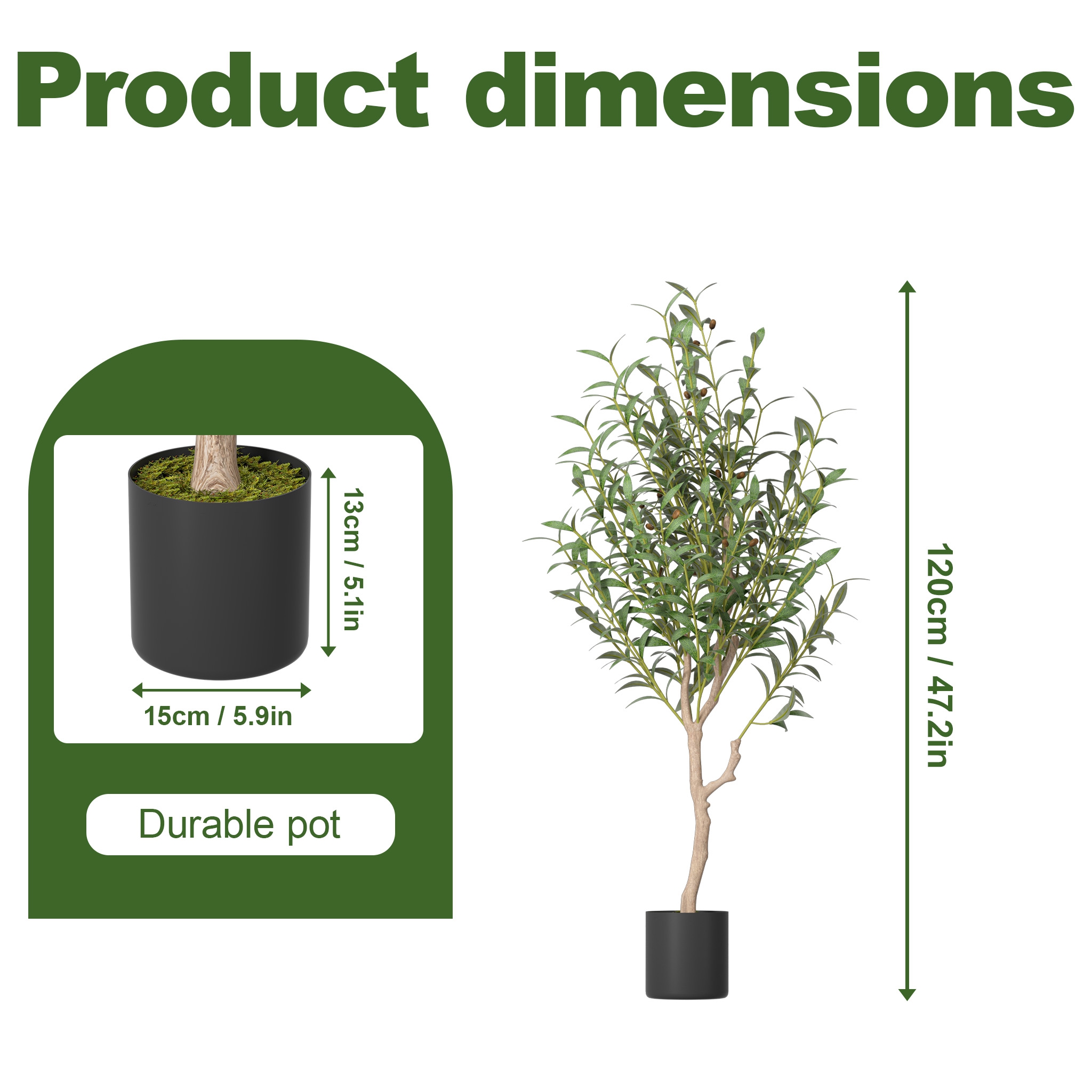 Image of Artificial Olive Tree With Fruits (120/150/180cm) Artificial Tree As Decor For Living Room, Office, Balcony & Apartment