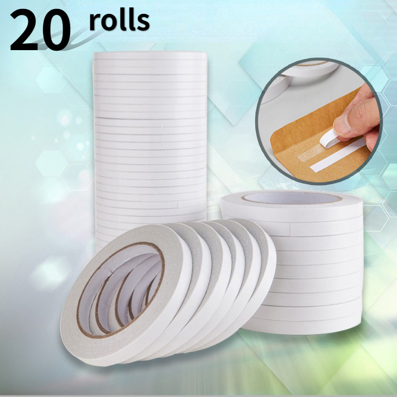 

20 Rolls Strong Adhesive Double-sided Tape, 177.17 Inch Total, Transparent, For Office, School, Crafts, Scrapbooking, Art, And Gift Packaging