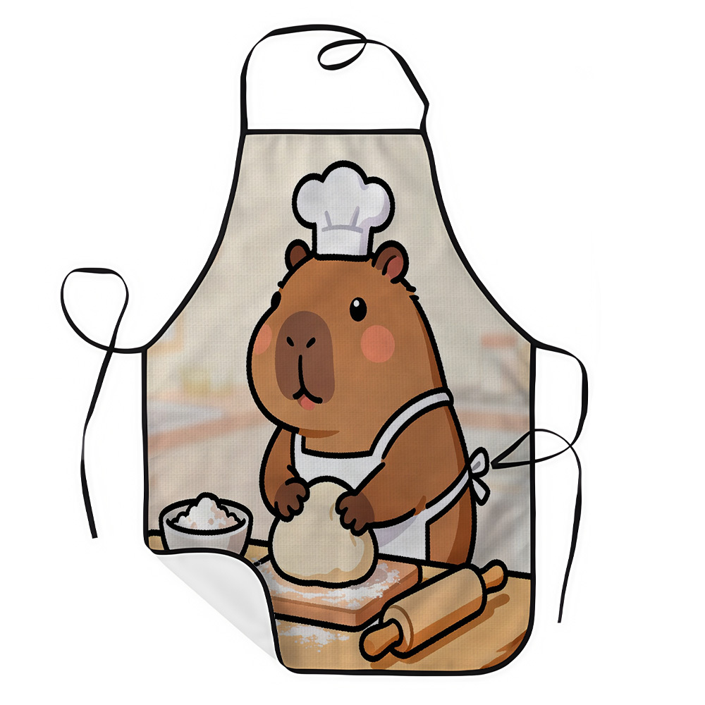 TEMU 1pc Capybara Capybara Apron With Cute Capybara & Capybara Print - Durable Easy-clean Kitchen Apron For Baking, Cooking, & S, Fun For Capybara