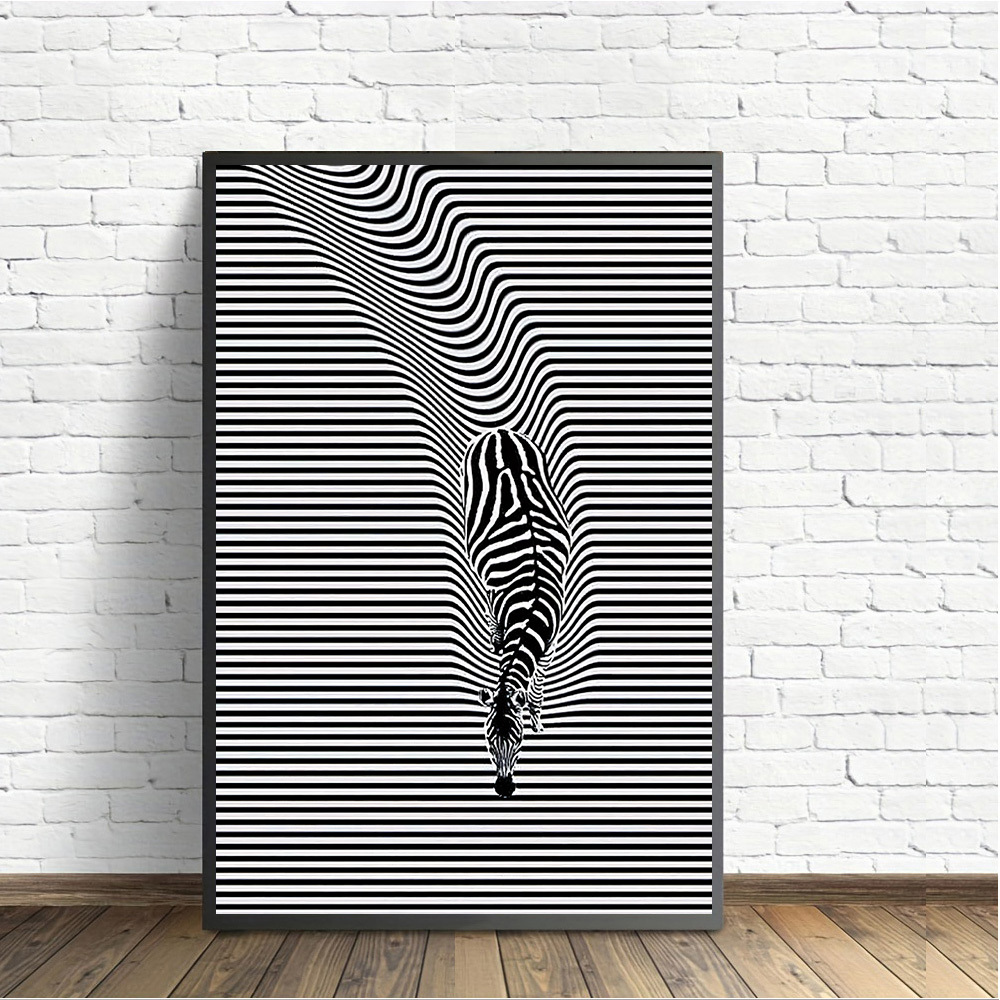 TEMU su Tela Illusione Zebra Minimalista - Senza Cornice, Decorazione da Parete per Soggiorno, Camera da Letto, Ufficio a Casa - Unica