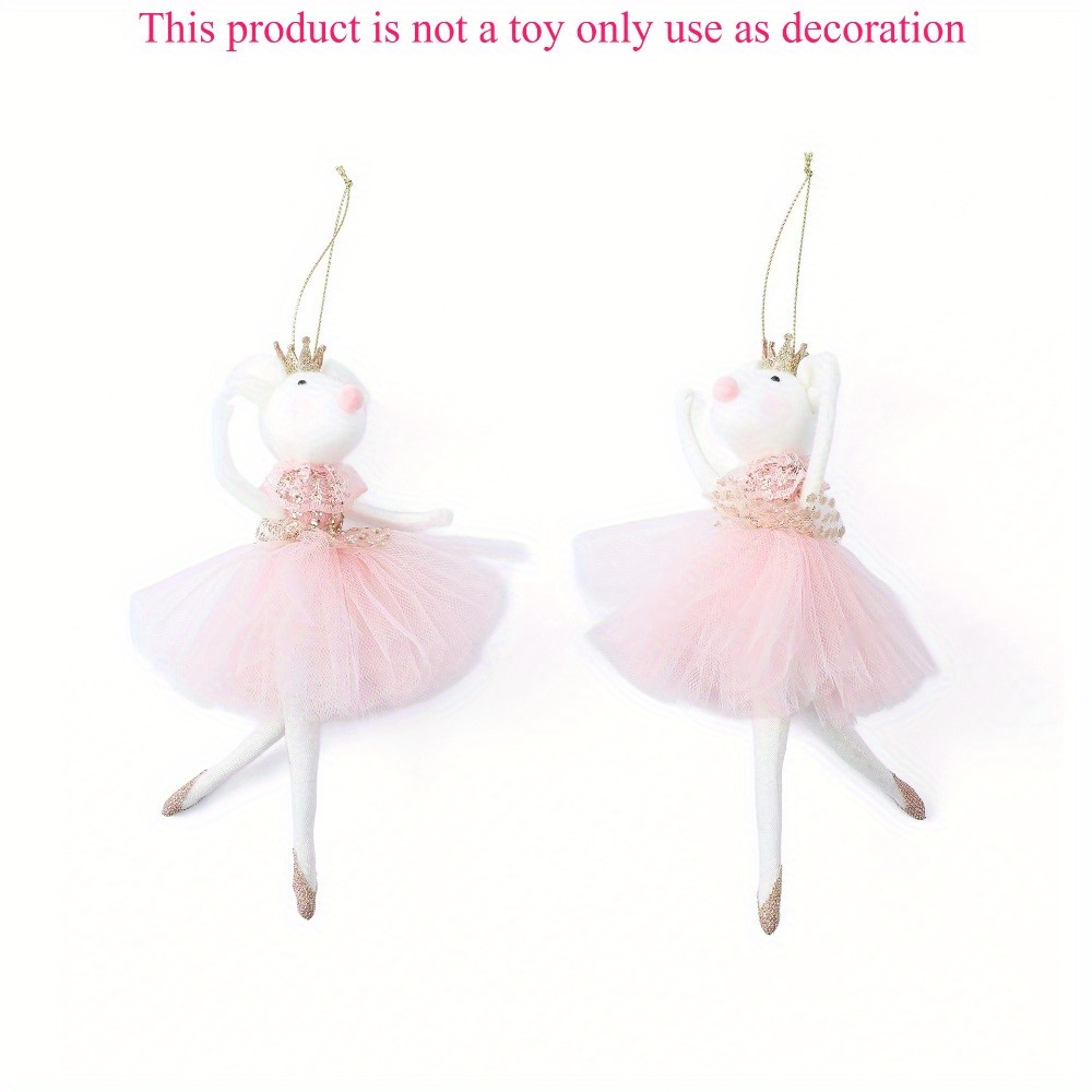 Image of A Set Of 2 Pink Mesh Dresses With A Mouse Pendant, Perfect As A Accessory For Gifts And Decorations, Ideal For Christmas And New Year Celebrations. No Power Needed