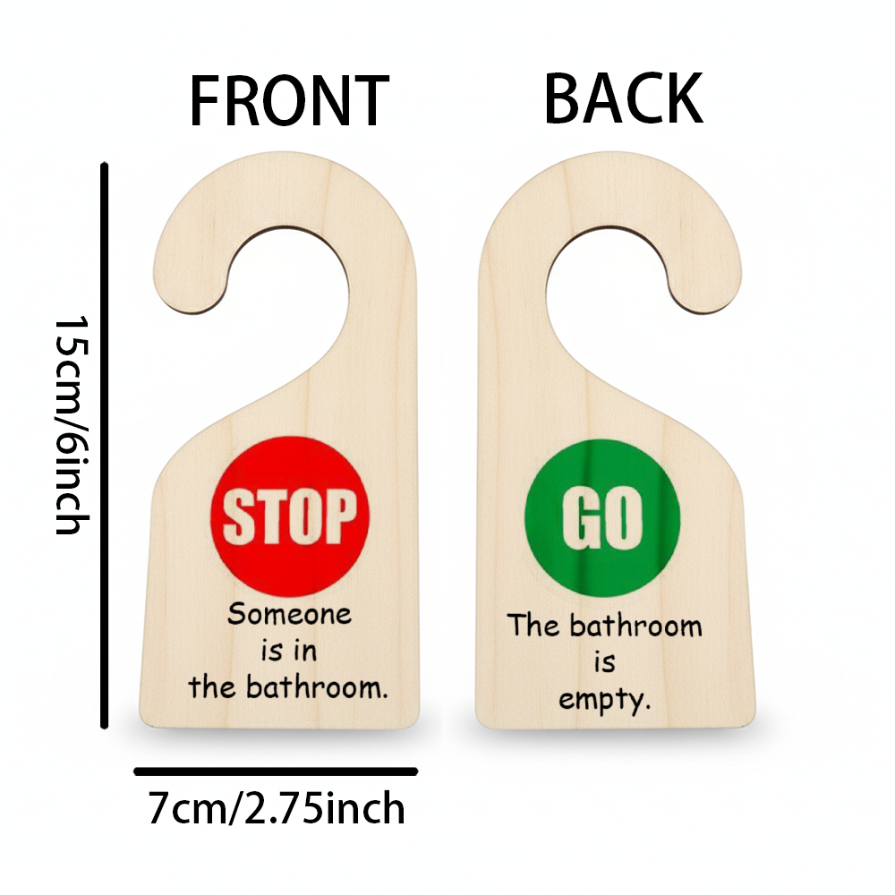 TEMU 2d Flat - 2d Graphic - Modern H-shaped Sign For A Single Wooden Door Handle, Indicating Is Using The Restroom. This Suitable For Indoor And