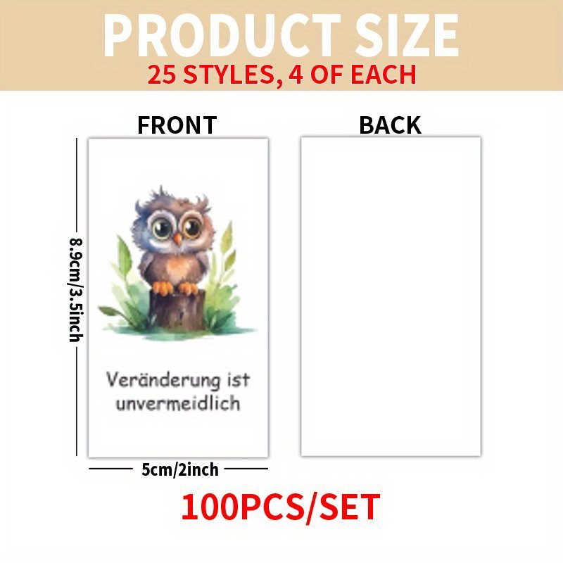 E-shop 100 Stück Karten-Set – Inspirierende Aquarell-Tiere-Karten für Freunde, Familie, Schulstart, Muttertag, Vatertag und Ostergeschenke