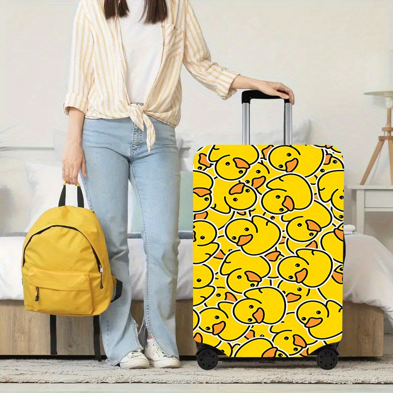 TEMU 1pc Luggage Cover With Little Yellow Duck Pattern, Dustproof Elastic Travel Accessory For Spinner Luggage, Elastic Luggage Cover For