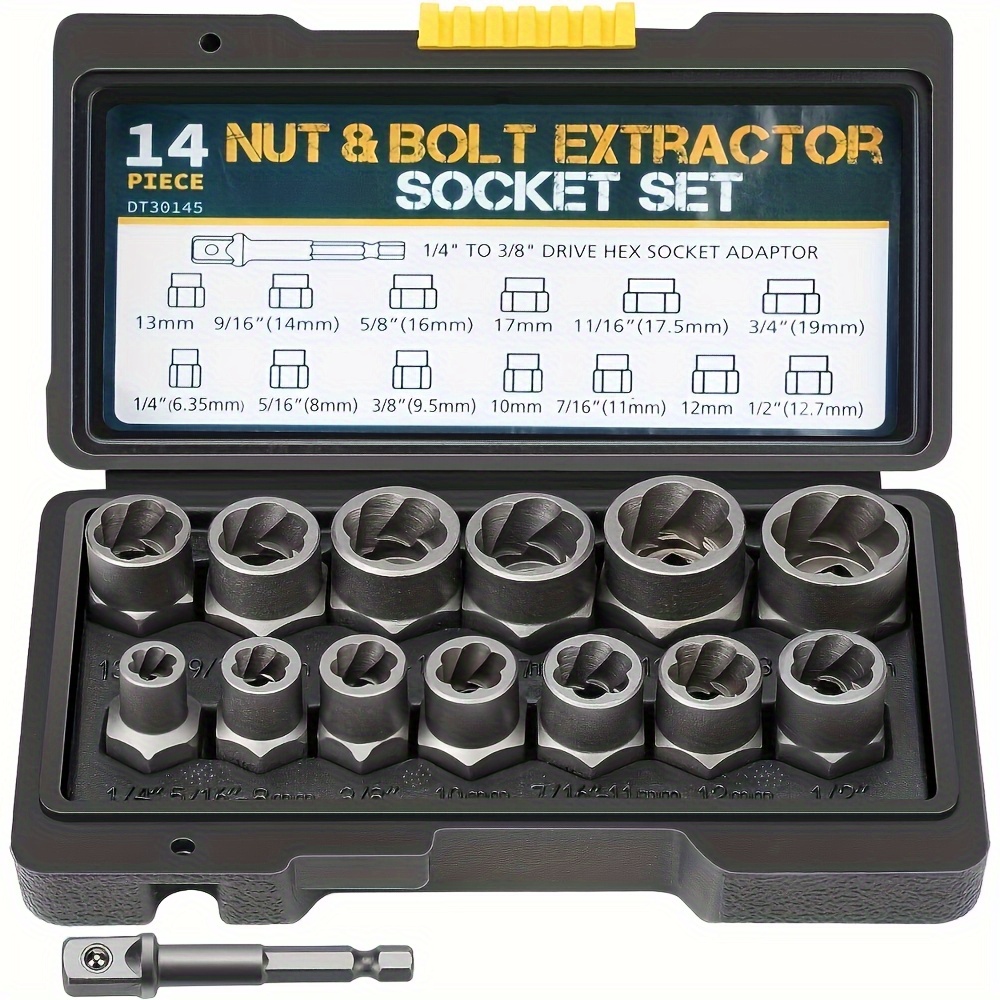 TEMU dai Bulloni e Dadi Arrugginiti 癒Con Questo Set di 14 Pezzi! Compatibile con Guida Esagonale della Gamma Dimensionali 1.0"-3.8", Coprendo da 6. a