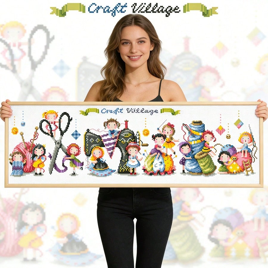 TEMU Kit de point de croix compté 2026, nouveau modèle d'art et d'artisanat, broderie complète, décoration murale , loisir relaxant, cadeau, de point