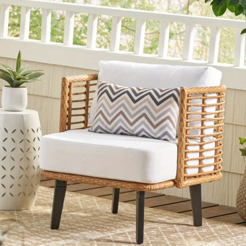 nic club chair stylish outdoor wicker chair with cushioned seat backrest modern mixed   for patio deck or garden durable and comfortable outdoor seating porch decor weatherresistant furniture sewing storage