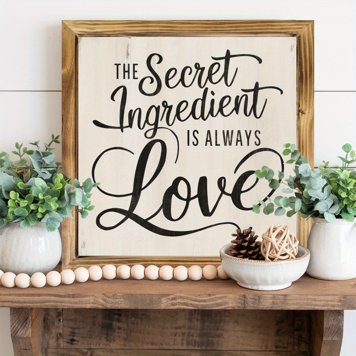 TEMU 2d Flat 1pc Rustic Wall Art - Secret Ingredient Is Love, Suitable For Bedroom, Living Room, Kitchen, Or Bathroom, Decor, Ideal Housewarming Or