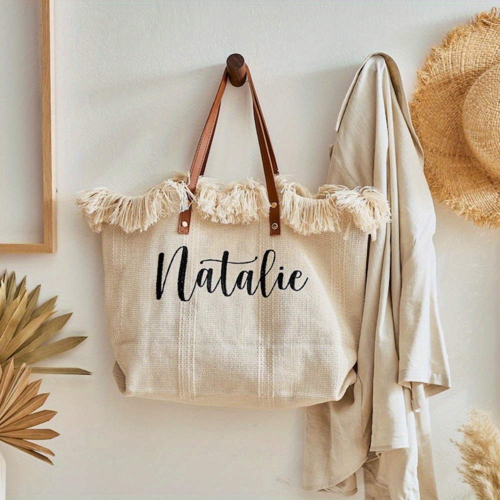 TEMU Personalized Embroidered Bridesmaid Proposal Bag, Bridal Party Gift Tote, Bachelor Party Bag, Beach Bag, Gift Bag, Travel Gift