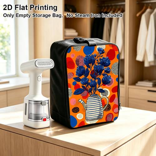 item picture 2d flat 1pc blue floral teapot portable garment steamer bag suitable for travel temporary housing handheld ironing accessory for clothes included great gift for travelers 2d flat