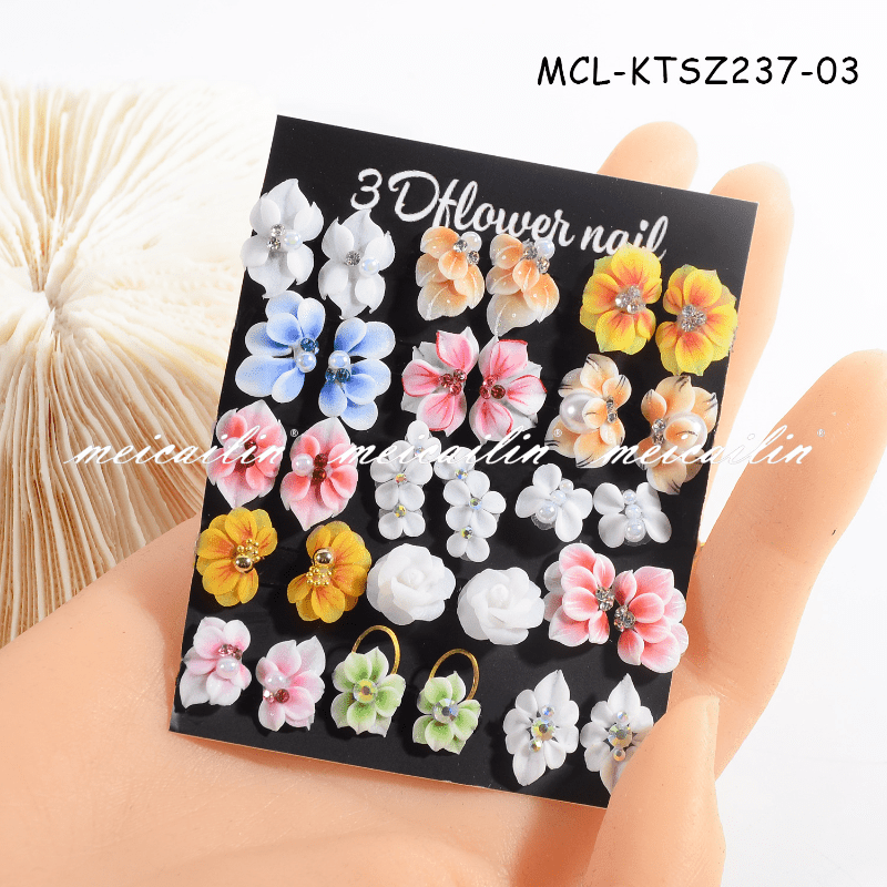 30pkgs Macaron 3d Embossed Resin Small Flower Nail Charms, Mixed Daisy Petal Nail Art Decorations, Diy Press On Nails Accessories, Spring Summer Nail