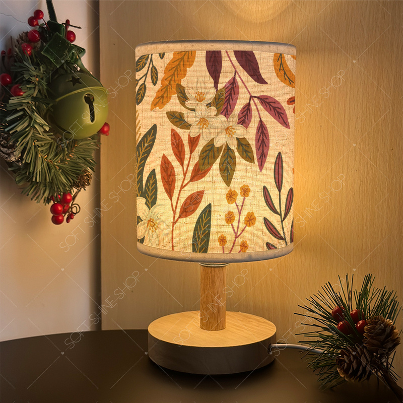 USB-Powered Printed Table Lamp with Fabric Shade