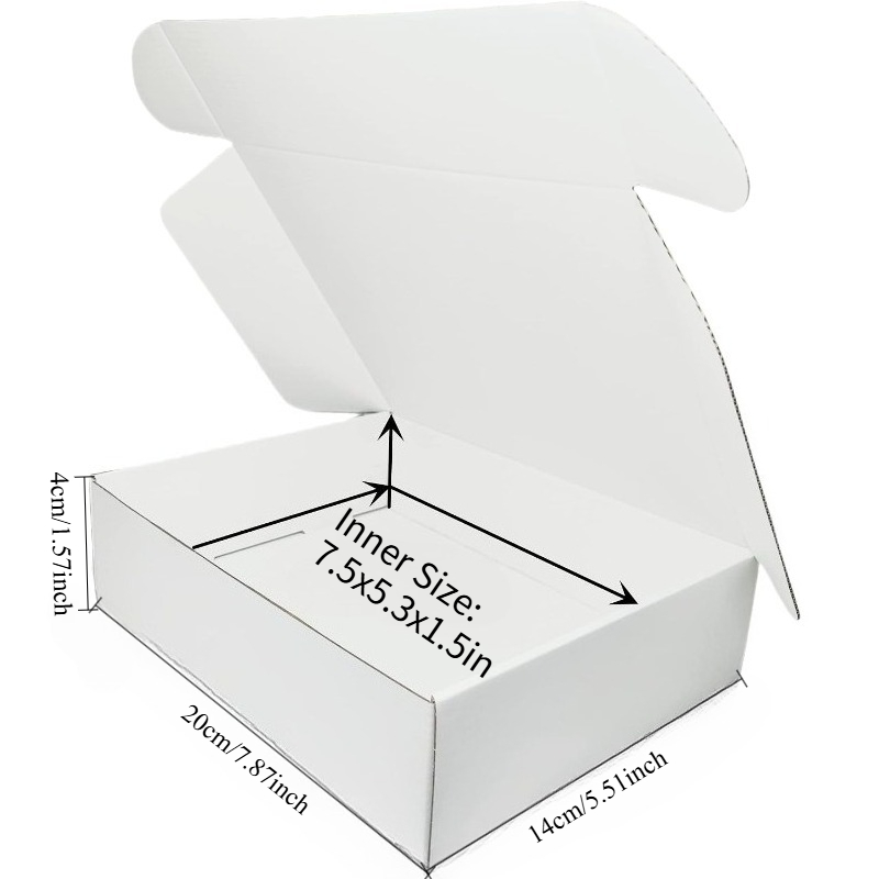 Image of Small Corrugated Mailer Boxes 7.9x5.5x1.6 Inches (white, Pack Of 52) | Cardboard Storage Box Business Mailing For Storage And Shipping Packing