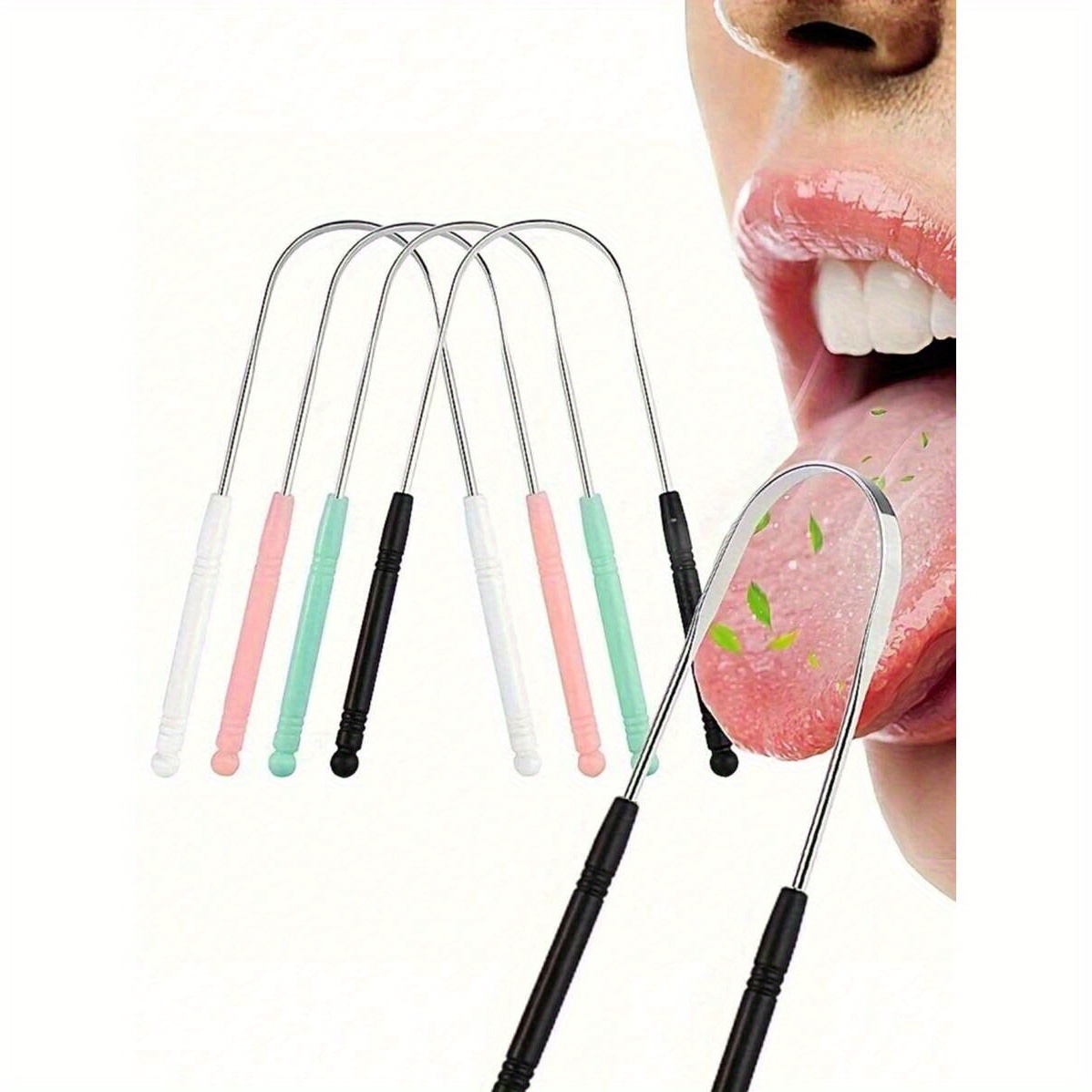 TEMU 1/3/5pcs Of Adult U-shaped Tongue Scrapers, 1 Stainless Steel Tongue Scraper For Reducing Bad Breath, Personal Hygiene Products For Men And