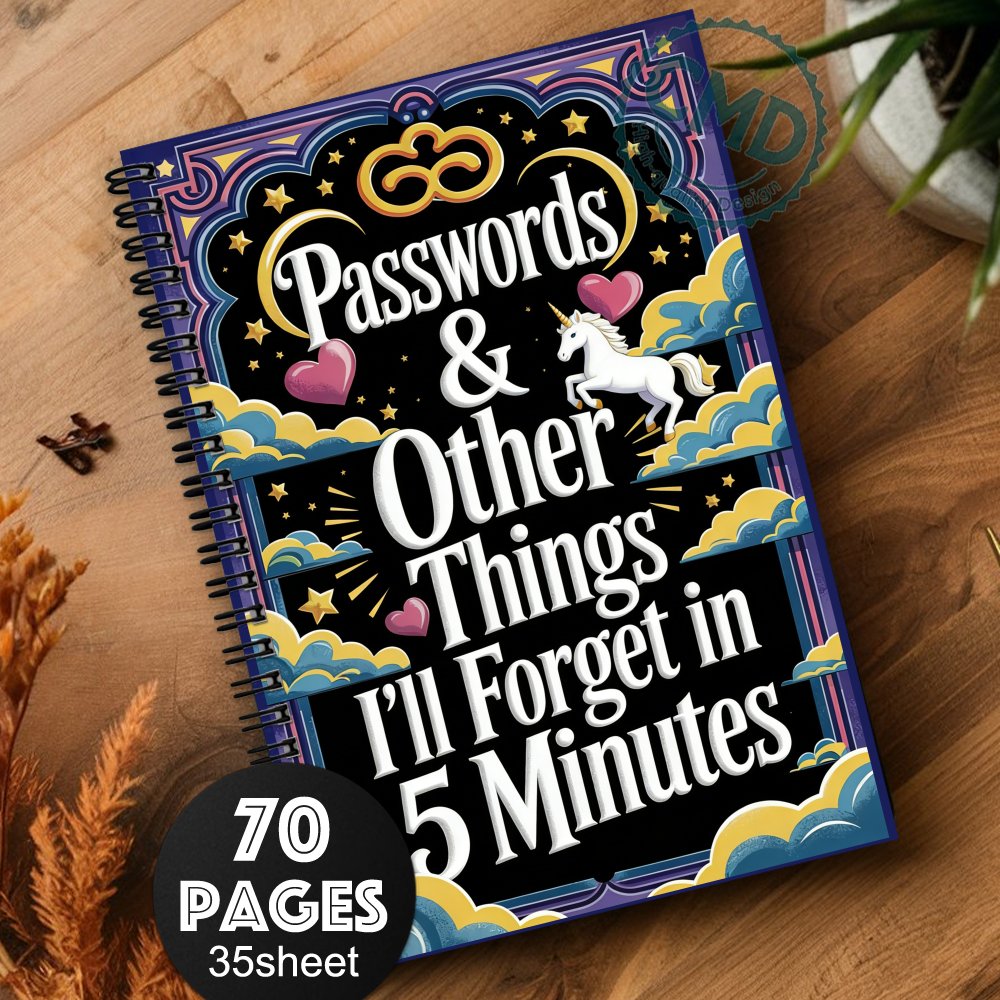 TEMU 1pc Password Notebook For Internet & Computer Login, For Home Or Office, Planner & Recording Website Usernames With Whimsical Unicorn Clouds