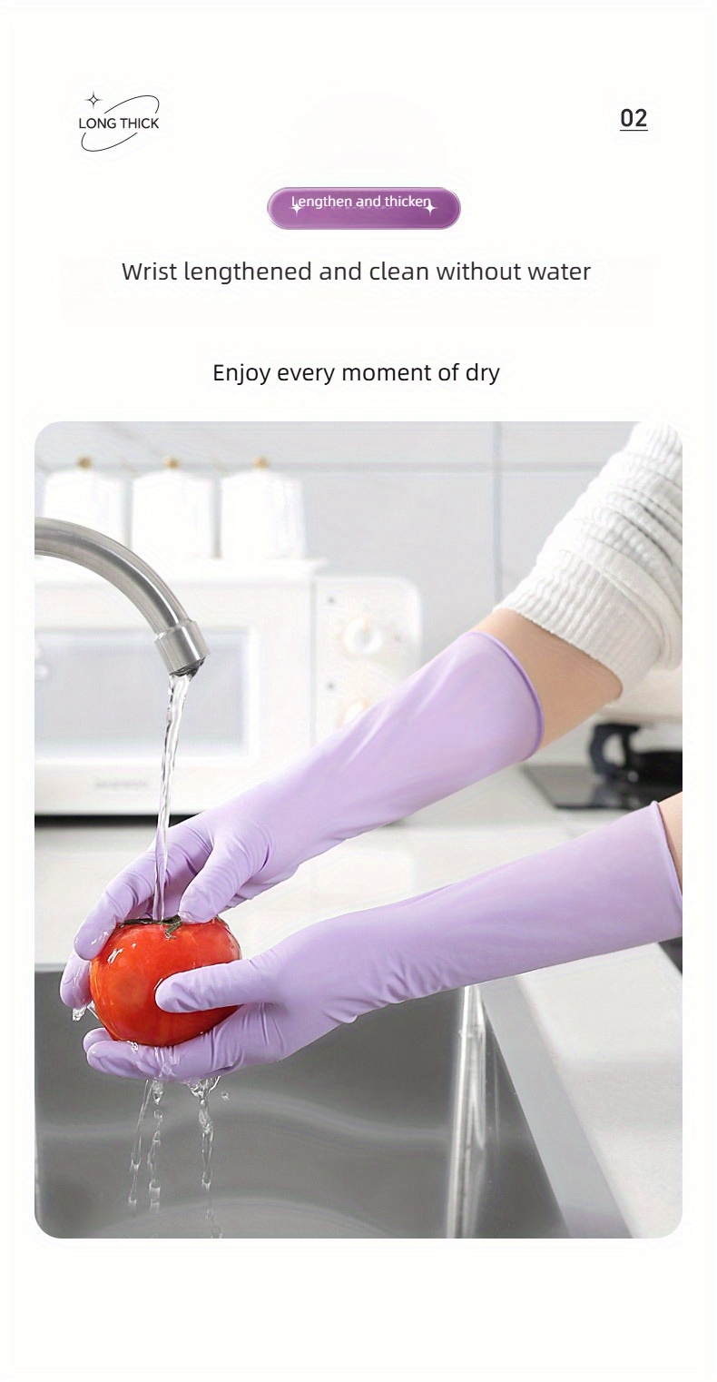 30pcs extra long 12 reusable nitrile gloves waterproof   flexible for kitchen bathroom pet   lead free silicone cleaning supplies details 4