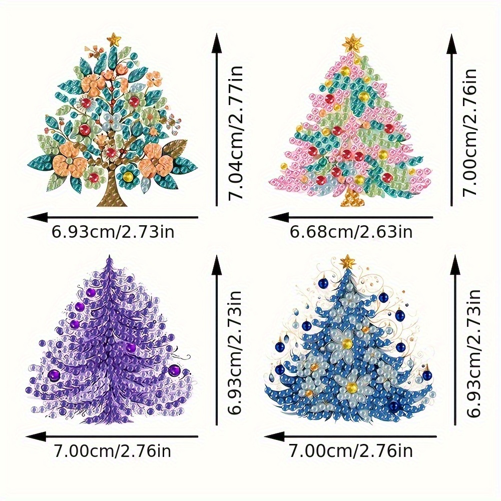 Christmas Tree Theme Crystal Diamond Painting Brooch Set