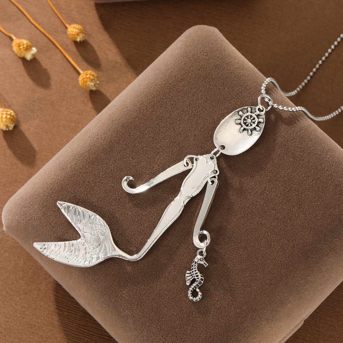 Bohemian Pendant Necklace With And Seahorse Charm, Women's Necklace For Daily Wear, Vacation, And Style
