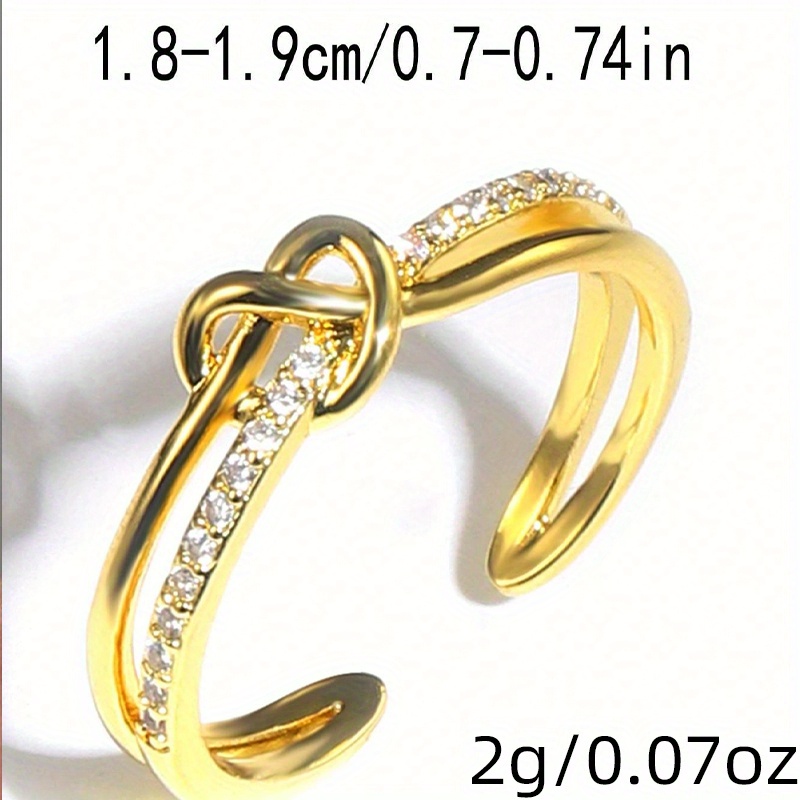 1pc Light Luxury  Copper Rose Golden Knotted Cross-woven Full Open Ring for Women, Suitable for Daily Wear, Parties, and Gatherings