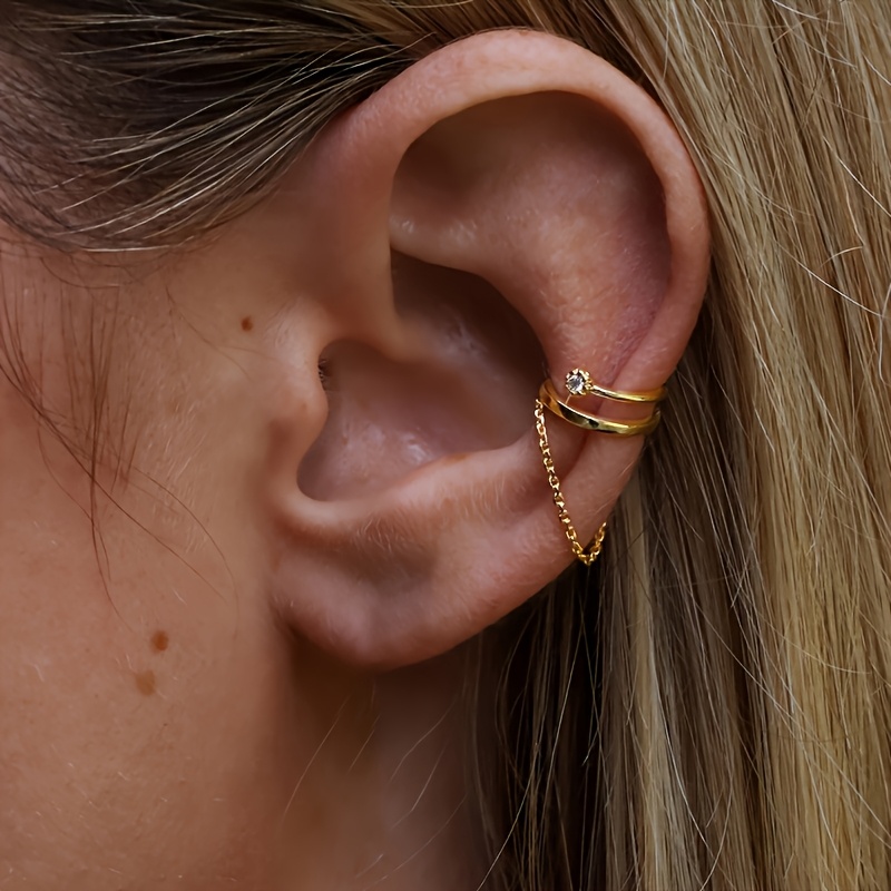 1pc Minimalist Versatile Chain Tassel Clip-on Earrings With Double Layers, Suitable For Non-pierced Ears
