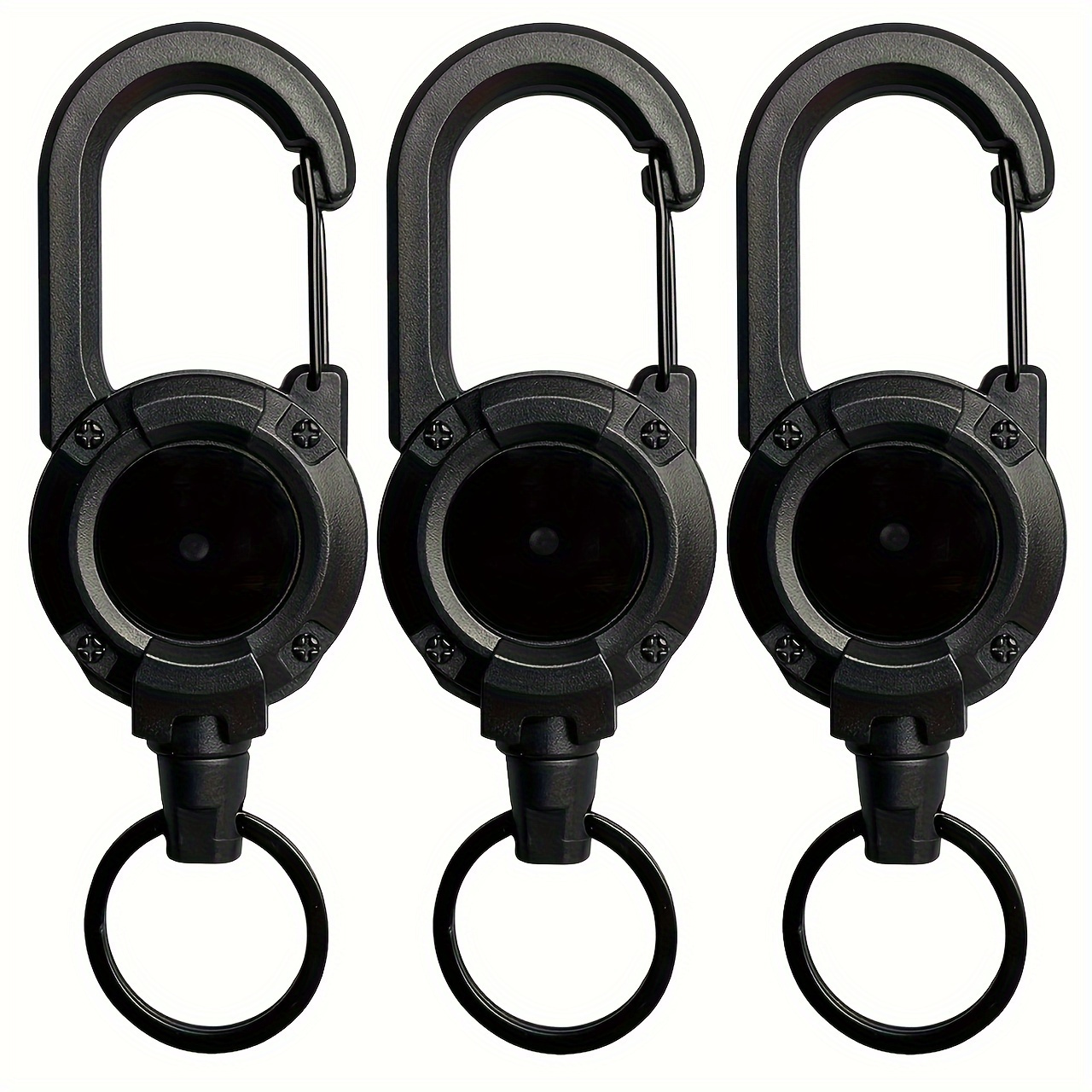 3pcs Outdoor Travel Keychain - Retractable Abs Steel Clip Chain, Storage For Keys, Hiking & Camping & Family Essential, Anti-loss For Office Workers, Ideal Gift On Halloween/thanksgiving/christmas