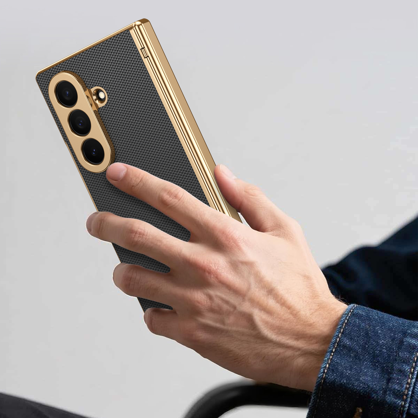 Coque de téléphone - Coque de téléphone TPU tout-en-un avec protection de charnière, convient pour Samsung Z Fold7 Fold6 Fold5 Fold4 Fold3, coque de téléphone pliante d'affaires, &Cadeau pour papa&Cadeau pour papa&Accessoires de téléphone portable