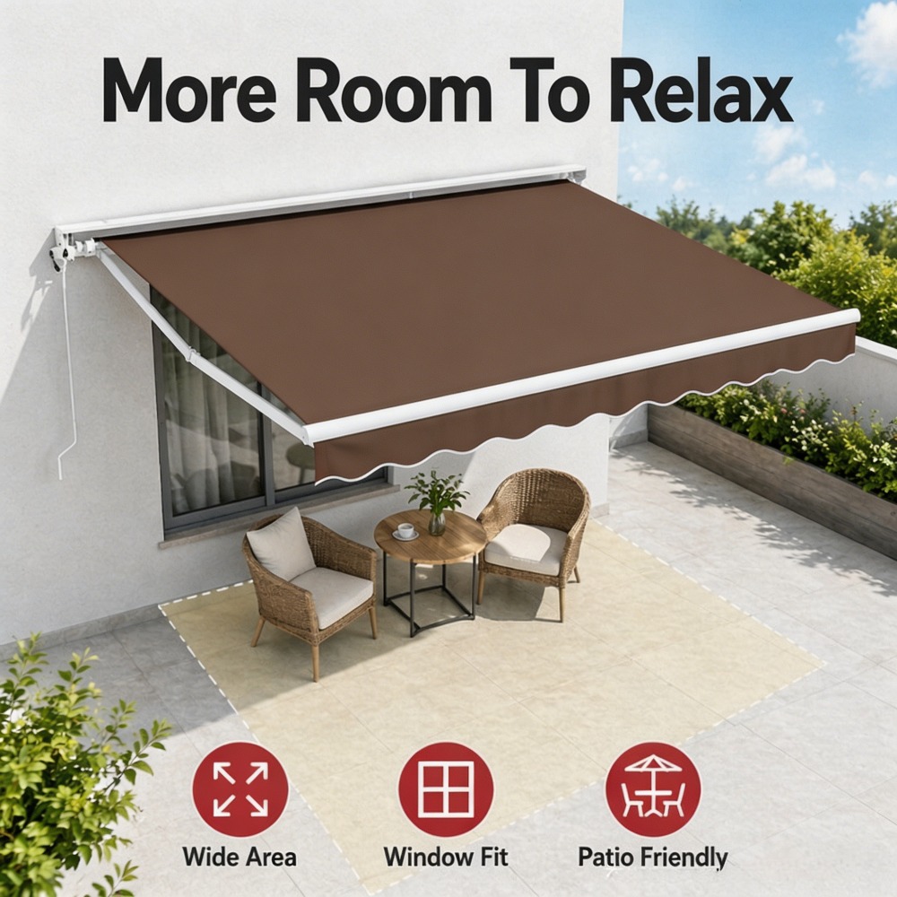 Image of Sunshade Canopy 321 X 295 Cm. Multi-functional Courtyard Sunshade, Suitable For . Balcony, Terrace, Villa, Courtyard