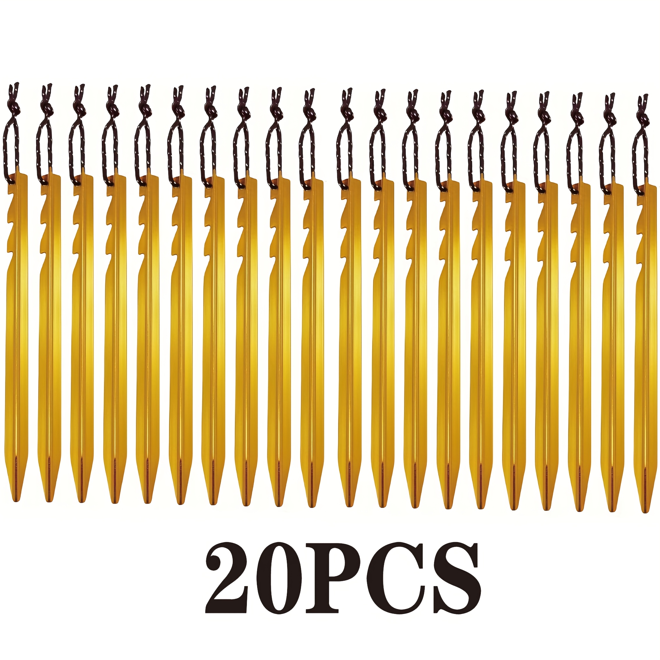 20pcs set of aluminum alloy tent pegs with windproof ropes 7 09inch lightweight and durable outdoor camping pegs suitable for securing tents and shelters
