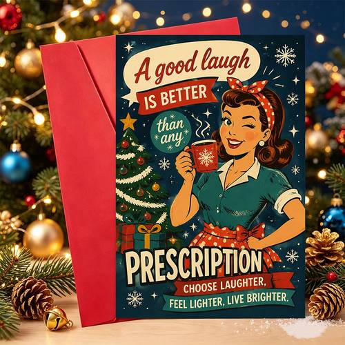 1set christmas greeting cardvintage style christmas greeting card for good is better than any prescription ideal for gifting in