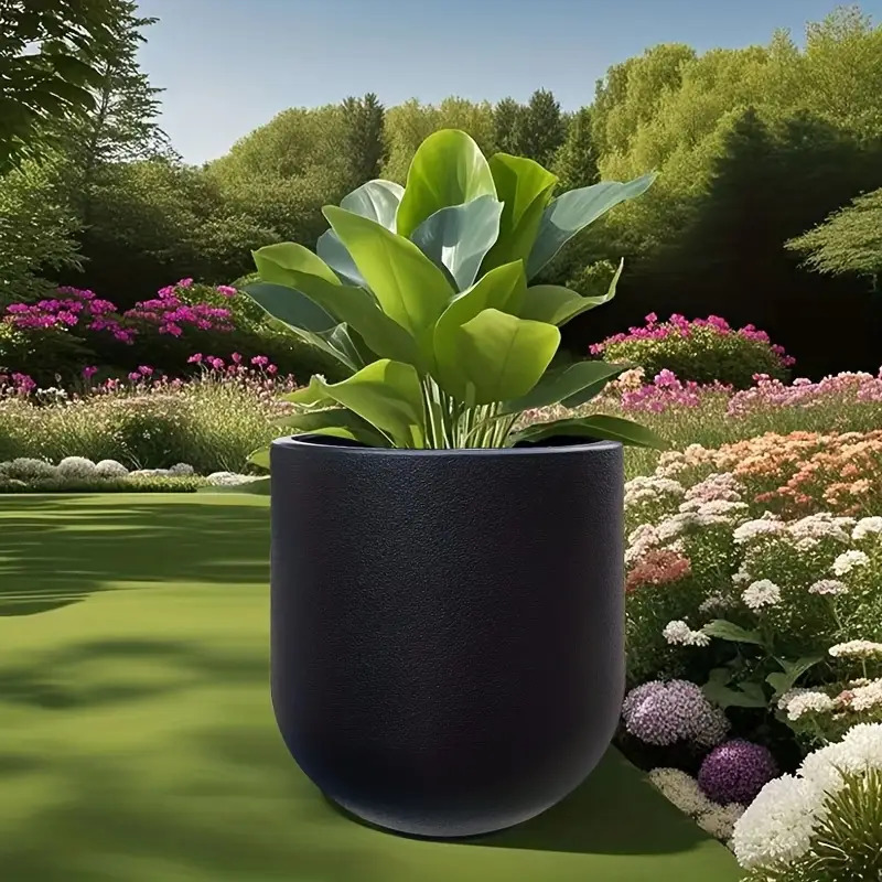 1 Nordic Modern Thickened Resin Large Flower Pot with Straight Round Design, All-Weather Lightweight and Durable Wine Glass Style, Smooth Surface with Drainage Hole, Suitable for Indoor/Outdoor Artificial Plants and Greenery | Perfect for Living Room