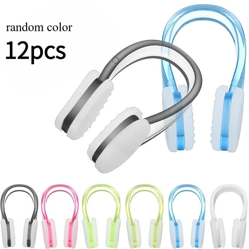 TEMU 12pcs Colored Soft Silicone Swimming Nose Clip Set, Non-slip Silicone Nose Clips, Reusable Soft Silicone Nose Clip Set, Suitable For Swimming,