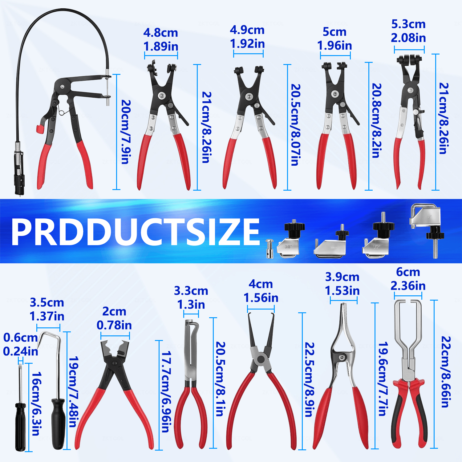 16pcs Hose Clamp Set with Removal and Installation Tools