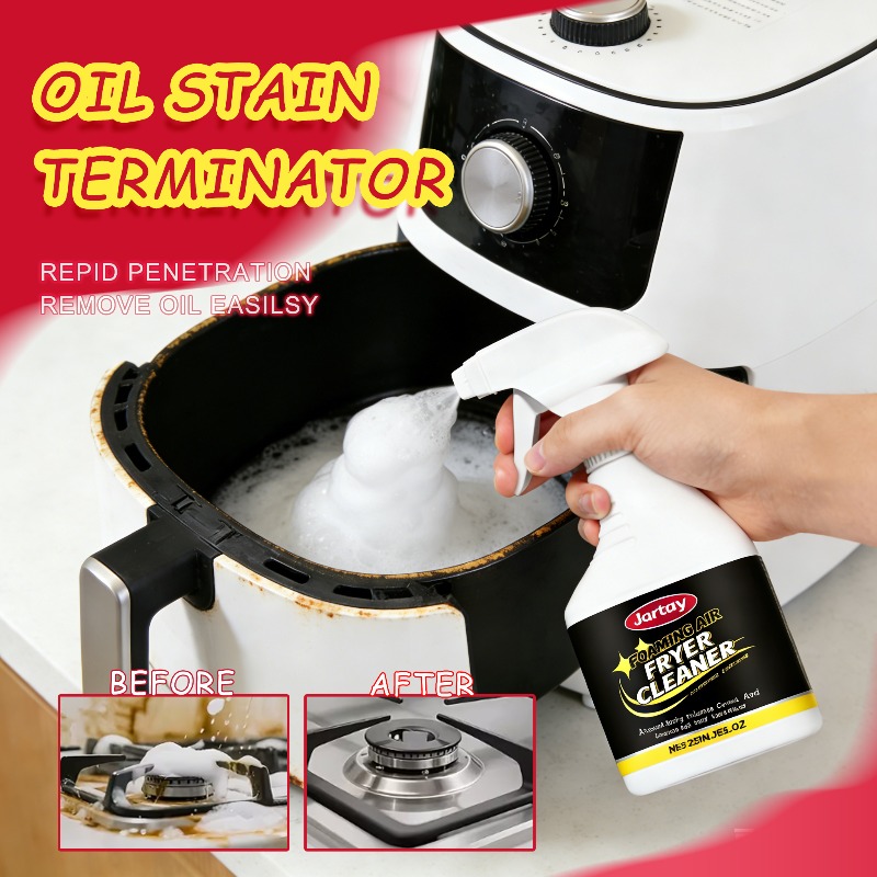 237ml air fryer cleaner daily cleaning of the air fryer interior to remove oil and stains heavy duty professional range hood grease cleaning kit fast degreaser suitable for oven microwave stovetop countertop safe for metal  