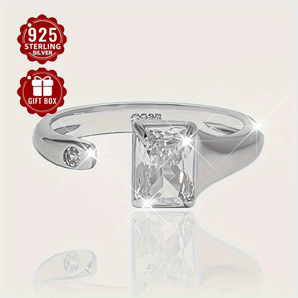 Adjustable Open Ring 925 Sterling Silver Zirconia Jewelry for Banquets
