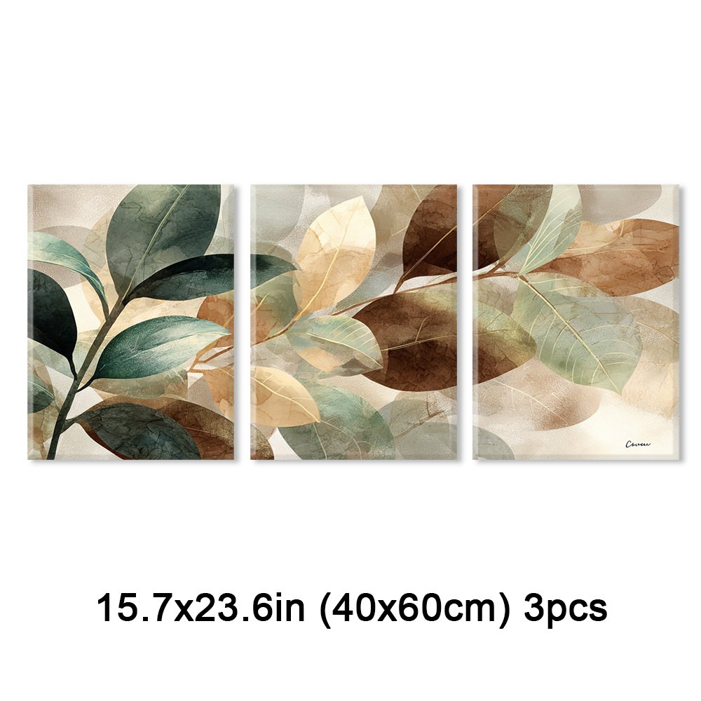 TEMU Collection Of 3 Framed Pieces Featuring , Canvas Paintings In Neutral Shades, Contemporary Minimalist Decor, Nature-themed Art Prints,