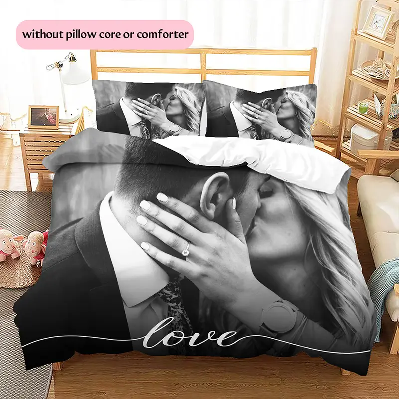 3d picture customization customize your personalized photo quilt cover couple valentines day wedding anniversary quilt cover bedding bedroom christmas decoration christmas gift 1 duvet cover 2 pillowcase without core 1 Product details 1