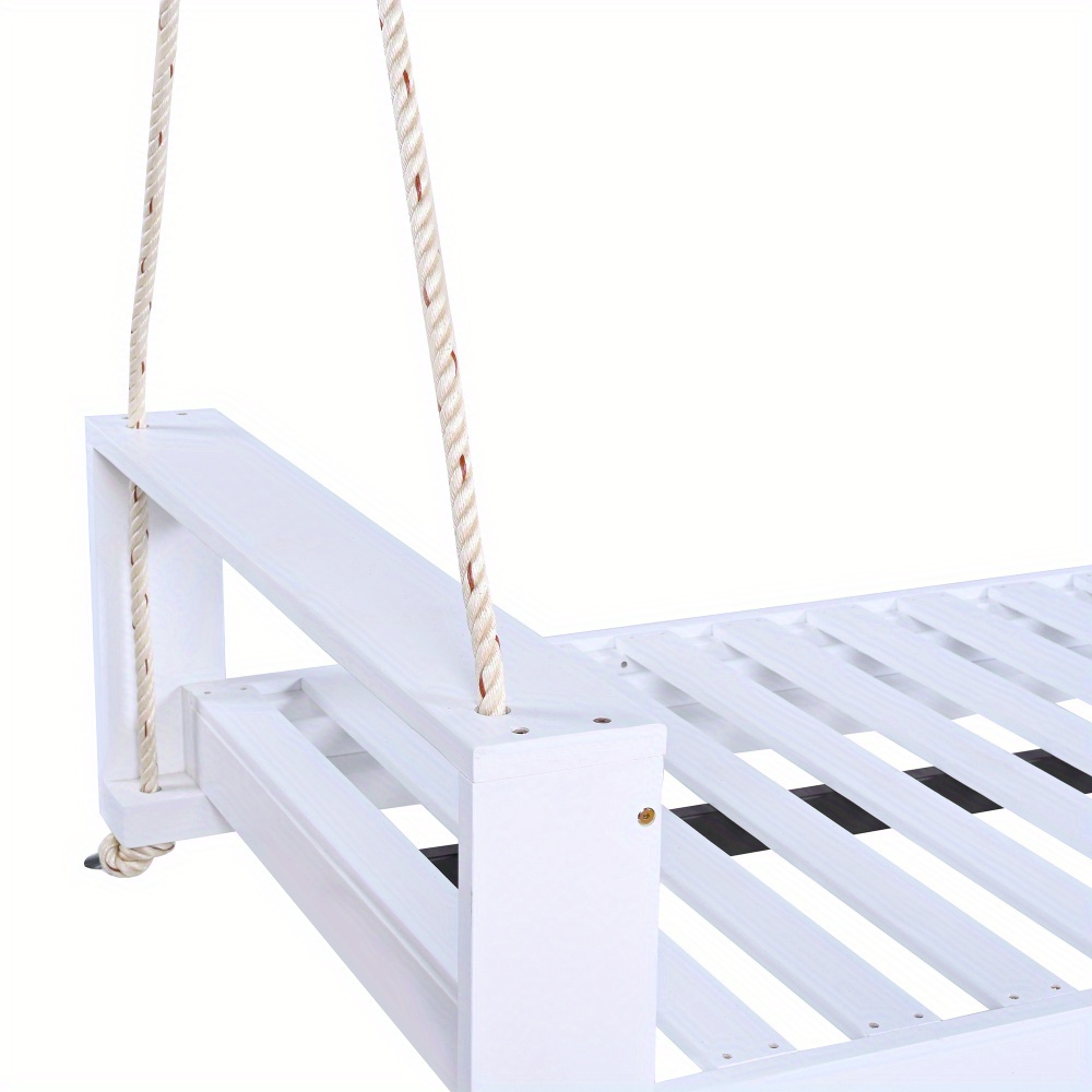 Garden seating. Swing chair. Double-sized porch swing bed seating set with hemp rope swing frame, suitable for gardens and backyards. Minimalist rustic style, ideal for courtyards and gardens. Mattress sold separately.
