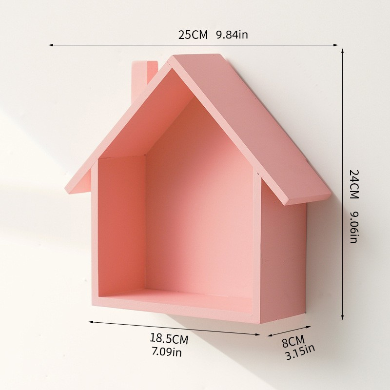 Cute Wall-mounted Wooden Small House Retro Nostalgic Home Wall Entrance Decorations Wall-mounted Wooden Decorations Easy Shelf