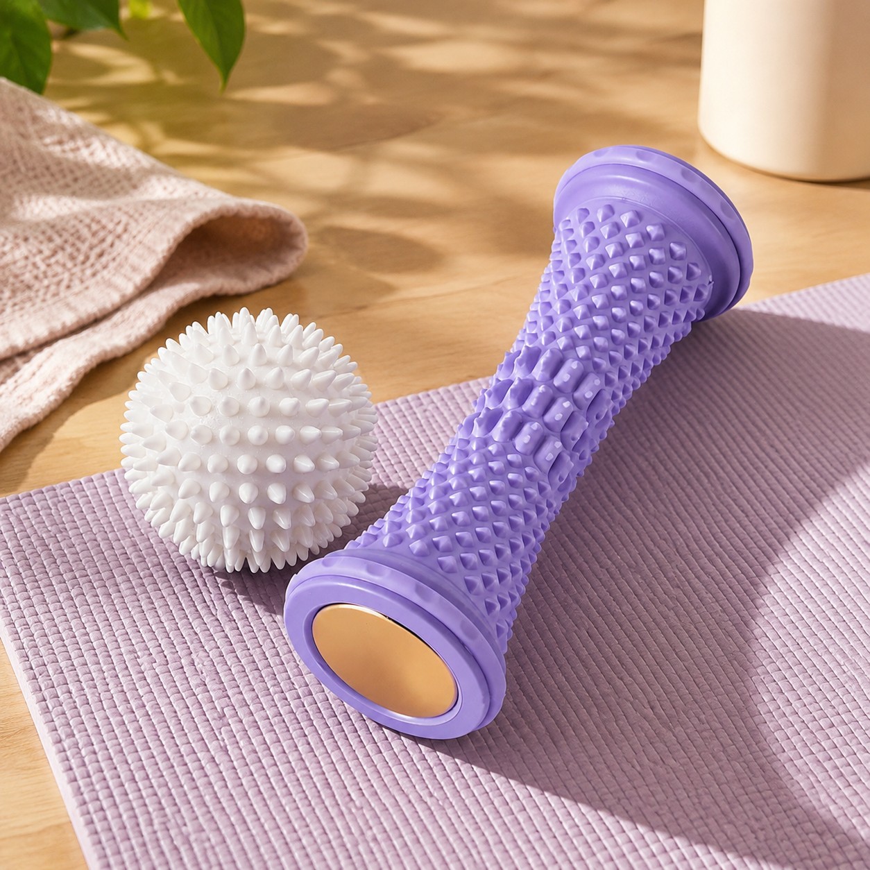 Temu 2pcs plantar fascia set with foot roller and fascia ball