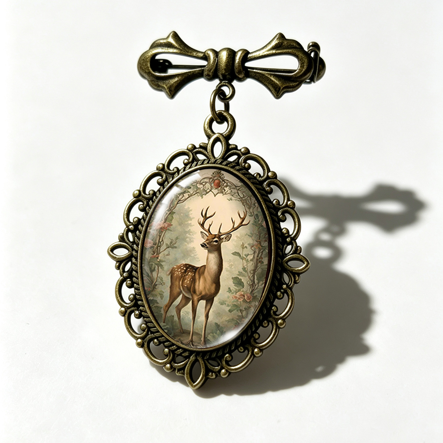 Image of 1pc Woodland Forest Deer-shaped Brooch, Deer Christmas Decor Accessory Gift, Christmas, Birthday, Holiday Gift