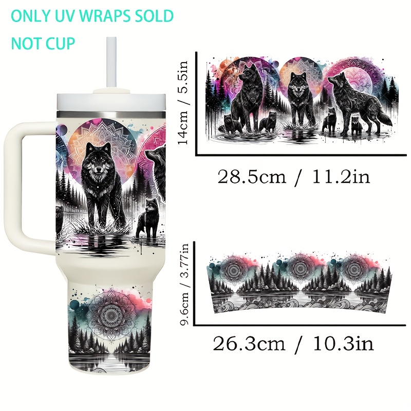 TEMU This Is A Collection Of 2 Designs Featuring A Wolf Mom, Including Uv Dtf Transfer Crystal Labels That Are Waterproof And Resistant To Scratches.
