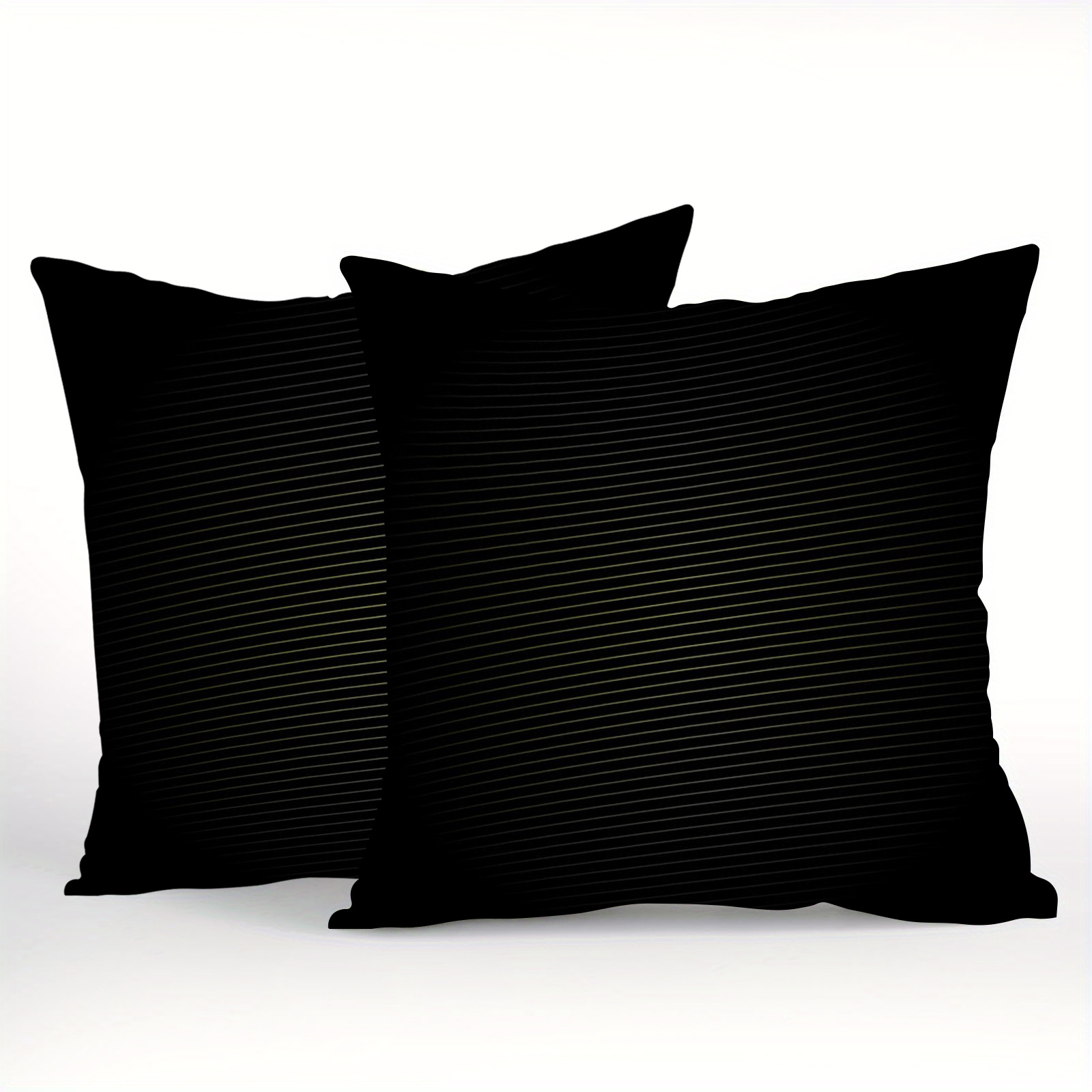 TEMU Set van 2 stuks, 2D platte print met zwarte achtergrond en fijne horizontale strepen, minimalistische stijl kussensloop voor buiten, enkelzijdig