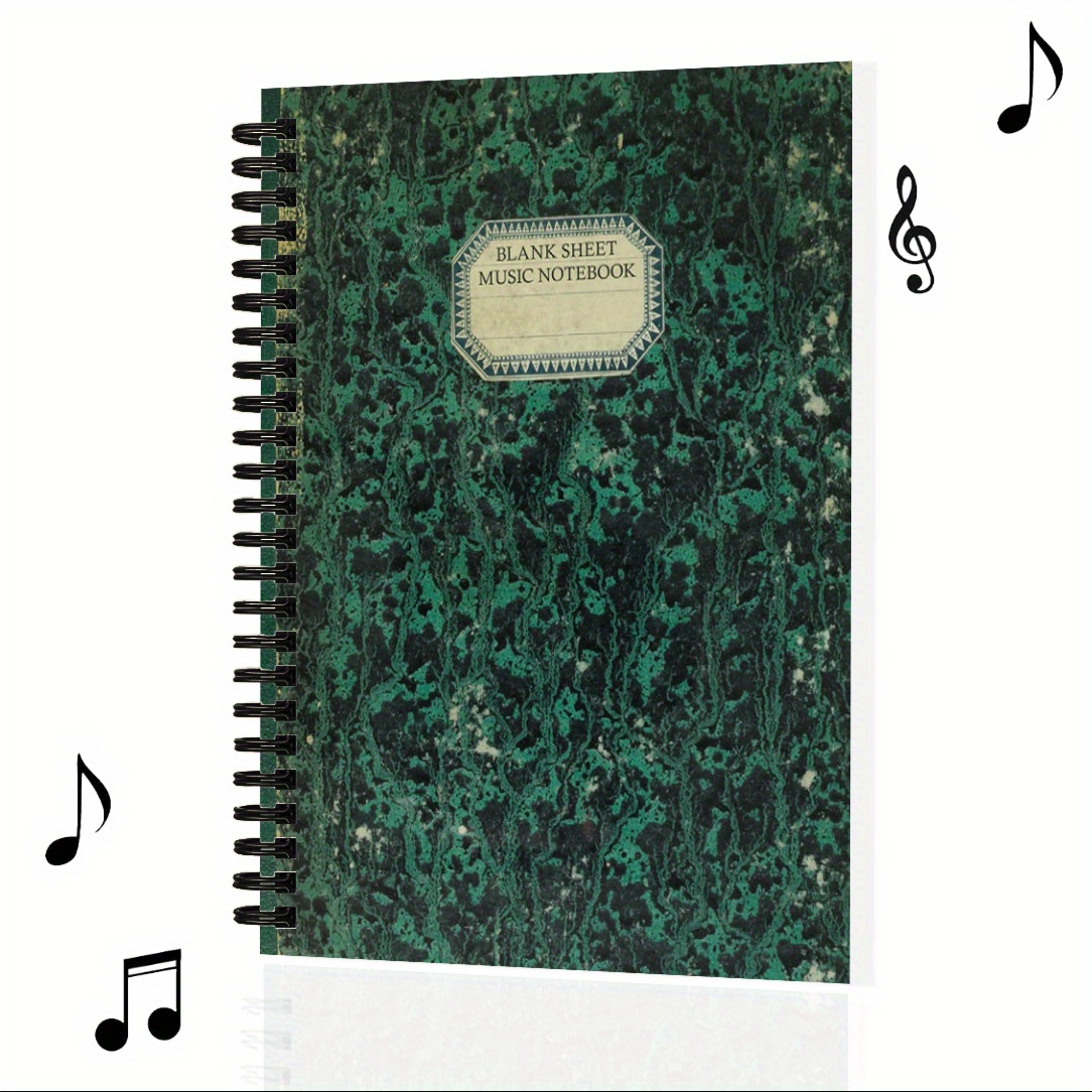 TEMU 1 Carnet de Partitions Vierge - 100 Pages à 8 Portées par Page - Couverture Vieillie avec Étiquette : Papier pour Manuscrit Musical 5,5 x 8,3