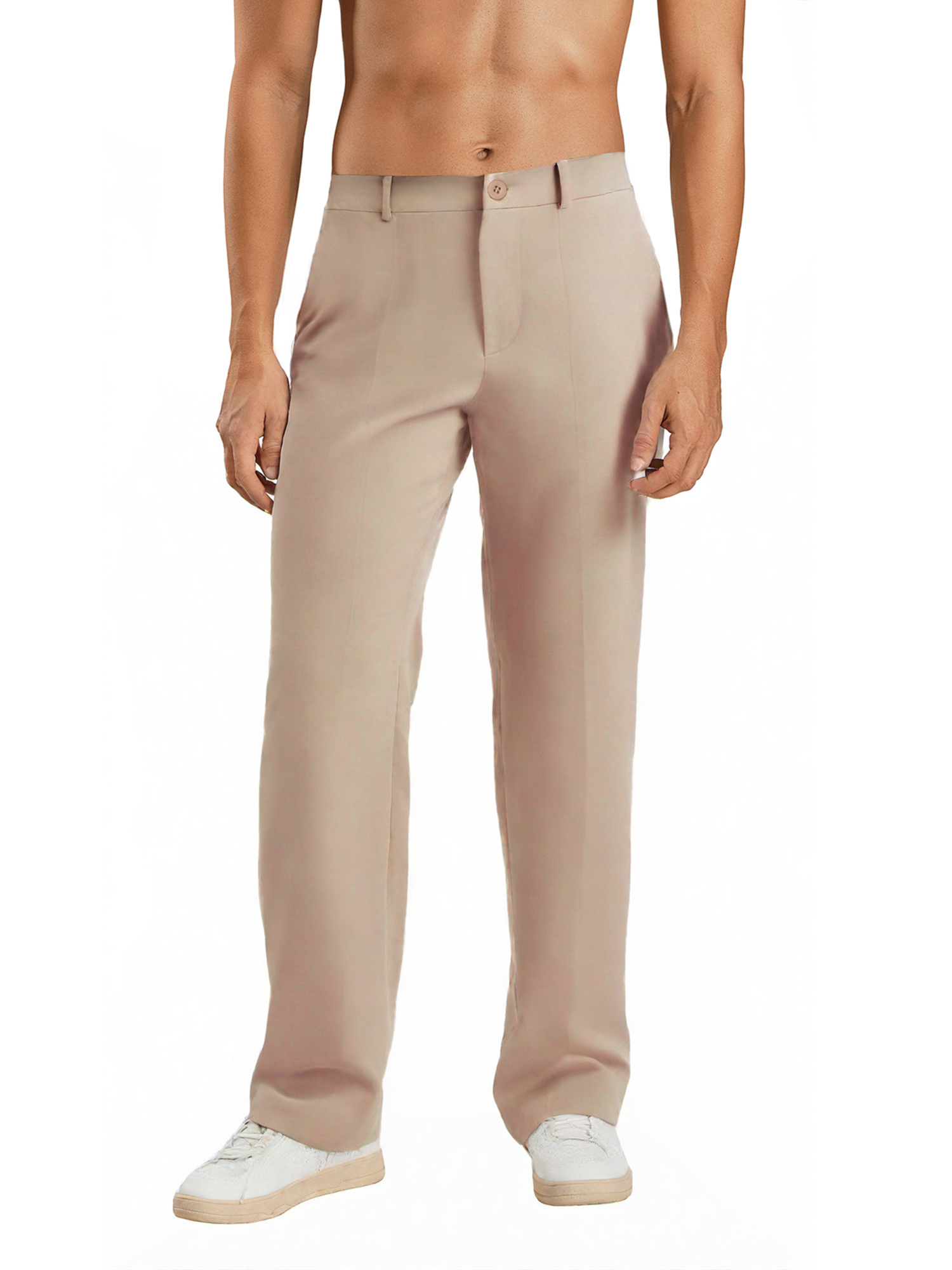 fit front casual dress pants - solid color straight-leg business trouser  with pockets, machine washable, for formal & semi-formal occasions, | front  design | creased texture - men's clothing - Temu