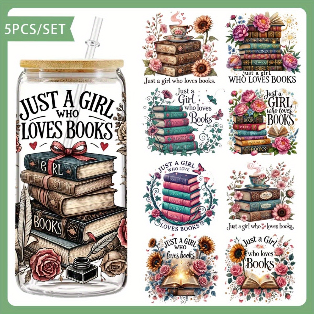 TEMU 5pcs/set A Uv Dtf Cup Packaging Suitable For 16 Ounce Glass Jars - Colored Self-adhesive Transfer Paper Diy Crafts Laptops Notebooks Et 17595913486514