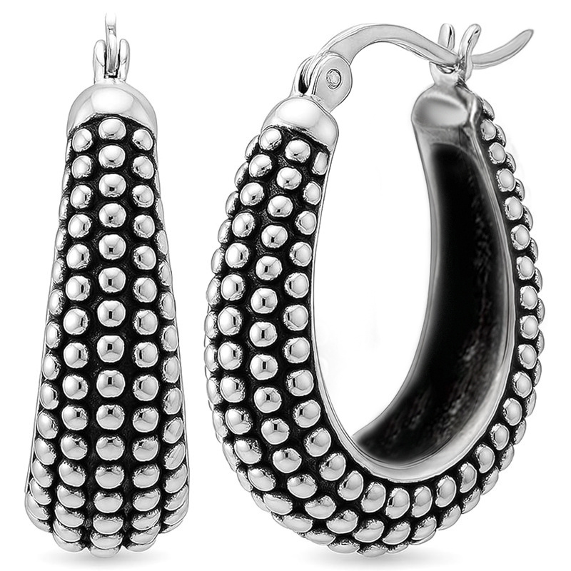Image of 1 Pair Personality Carved Ballpoint Shaped Hoop Earrings For Women Parties Casual Vacations Wearing Creative Accessories