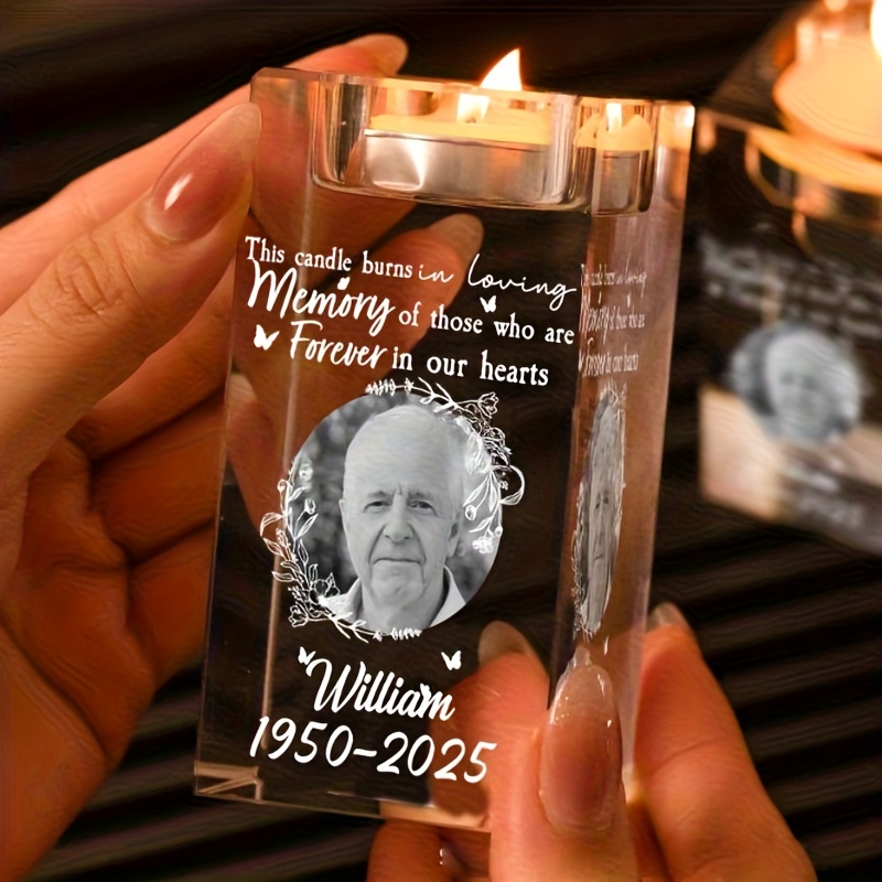 TEMU Crystal Candlestick, Gifts For Couples , Symbolizing Eternal Emotions, Personalized 3d Engraved Acrylic Candlestick For Easter Gifts - Custom