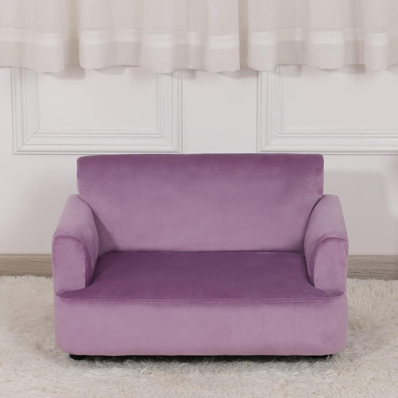 purple   fur dog bed cat couch soft velvet fabric with wooden frame   sofa for small puppies plush cushioned design   indoor relaxation   decor plush pet furniture   gift Product details 4
