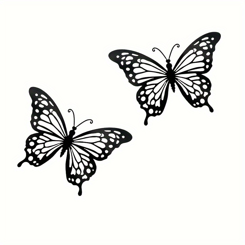 TEMU 2 stuks Metalen Vlinder Silhouet Beeld Muur Decoratie, Afmeting 7.8×5.51 Inches, Geschikt voor Binnen- en Buitendecoratie, IJzeren Vlinder Lente